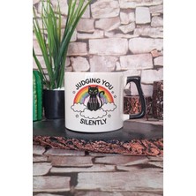 Kedi Komik Meraklı Esprili Kedisever Kedi Sahibi Keşifçi Hediyelik Kulplu Kupa Bardak