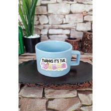 Thanks, It's The Trauma Komik Kare Kulplu Fincan Mavi Kupa Bardak