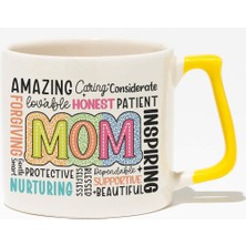 Amazing Mom Baskılı Anneler Günü Hediyelik Sarı Kulplu Modern Seramik Kupa