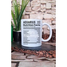 Kova Burcu "aquarius Nutrition Facts" Eğlenceli Hediyelik Baskılı Çay Kahve Sunum Kupa Bardak