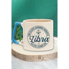 Libra Traits Baskılı Terazi Burcu Doğum Günü Hediye Mavi Kulplu Kupa Bardak