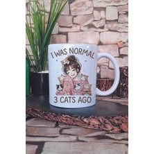 I Was Normal 3 Cats Ago Temalı Komik Kedi Sahibi Mizahı Hediye Baskılı Kupa Bardak