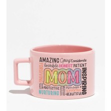 Amazing Mom Baskılı Anneler Günü Hediyelik Pembe Dikdörtgen Kulplu Fincan Kupa Bardak