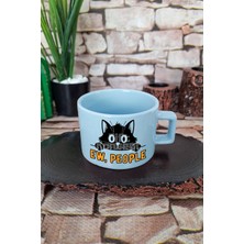 Kedi Komik Uykucu Esprili Kedisever Kedi Sahibi Uykulu Kare Kulplu Fincan Mavi Kupa Bardak