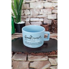 Booktrovert Noun Baskılı Kitap Sever Içe Dönük Tanımı Kare Kulplu Fincan Mavi Kupa Bardak