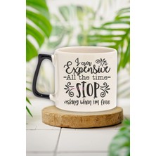 "ı Am Expensive, Stop Asking If I'm Free" Komik Arkadaşa Doğum Günü Hediye Siyah Kulplu Kupa Bardak