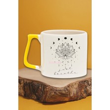 Just Breathe Baskılı Yoga ve Meditasyon Tasarımı Doğum Günü Hediye Sarı Kulplu Kupa Bardak