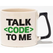 Talk Code To Me Yazılımcı Mühendis Hediye Baskılı Siyah Kulplu Modern Seramik Kupa