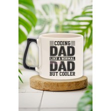 Coding Dad Cooler Baskılı Yazılımcı Doğum Günü Hediye Siyah Kulplu Kupa Bardak