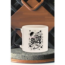 From Outer Space Baskılı Hediye Siyah Kulplu Kupa Bardak