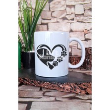 Dog Paw Heart Köpek Pati Kalp Köpeksever Hediyelik Baskılı Çay Kahve Sunum Kupa Bardak