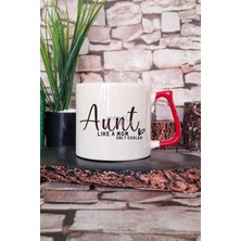 Aunt Şık Baskılı Modern Tarz Hala Teyze Hediyelik Kulplu Kupa Bardak