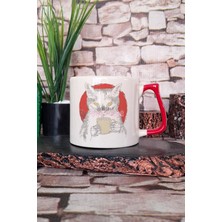 Cat Drinking Coffee Baskılı Komik Kedi Kahve Sever Hediyelik Kulplu Kupa Bardak