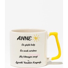"anne Bitmeyen Sevgi" Duygusal Anneye Doğum Günü Hediye Sarı Kulplu Kupa Bardak
