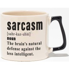 Sarcasm Baskılı Siyah Kulplu Modern Seramik Kupa