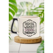 Exercise Workout Training Therapy Baskılı Gym Spor Fitness Hediyelik Kulplu Kupa Bardak