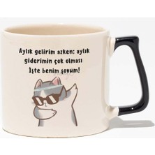 Işte Benim Şovum-Cool Kedi Eğlenceli Komik Hediyelik Beyaz Baskılı Siyah Kulplu Modern Seramik Kupa
