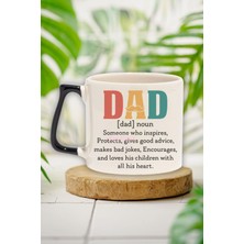 Dad Noun 3 Baskılı Babaya Özel Tanım Babalar Günü Doğum Günü Hediye Siyah Kulplu Kupa Bardak