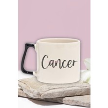 Cancer Baskılı Yengeç Burcu Astroloji Doğum Günü Hediye Siyah Kulplu Kupa Bardak