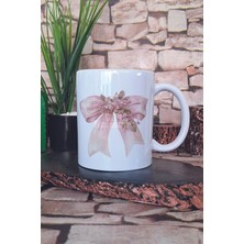 Fiyonk ve Çiçek Temalı No: 2 Hediyelik Baskılı Çay Kahve Sunum Kupa Bardak