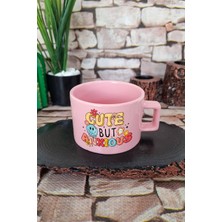 Cute But Really Anxious Şirin Endişeli Komik Kare Kulplu Fincan Pembe Kupa Bardak