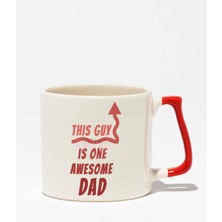 This Guy Is One Awesome Dad Baskılı | Babalar Günü Hediyelik | Kırmızı Kulplu Modern Seramik Kupa