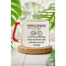 Psycylepath Noun Baskılı Bisiklet Tutkunu Doğum Günü Hediye Kırmızı Kulplu Kupa Bardak