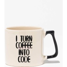 I Turn Coffee Into Code Baskılı | Yazılımcı Hediyelik | Siyah Kulplu Modern Seramik Kupa