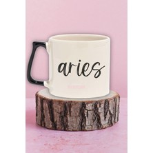 Aries Baskılı Koç Burcu Astroloji Doğum Günü Hediye Siyah Kulplu Kupa Bardak