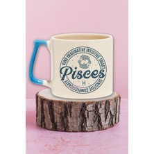 Pisces Traits Baskılı Balık Burcu Doğum Günü Hediye Mavi Kulplu Kupa Bardak