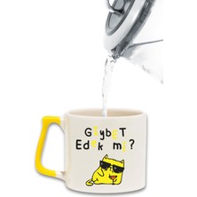 Gıybet Edek Mı-Kedi Baskılı Eğlenceli Hediyelik Renkli Kulplu Modern Seramik Kupa