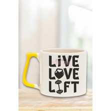 Live Love Lift Yazılı Gym Spor Ağırlık Halter Fitness Hediyelik Kulplu Kupa Bardak