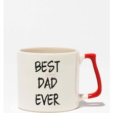 Best Dad Ever Babalar Günü Doğum Günü Baba Hediye Baskılı Kırmızı Kulplu Modern Seramik Kupa