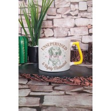 Unsupervised & Highly Motivated Yazılı Komik Köpek Esprisi Hediyelik Kulplu Kupa Bardak