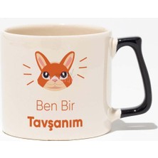 Ben Bir Tavşanım Baskılı Baskılı Siyah Kulplu Modern Seramik Kupa