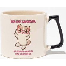Ben Kedi Kadınıyım Baskılı Siyah Kulplu Modern Seramik Kupa