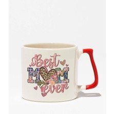 "best Mom Ever" Anneye Özel Doğum Günü Hediye Kırmızı Kulplu Kupa Bardak