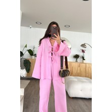 Pembe Müslin Bağlama Detaylı Takım