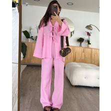 Pembe Müslin Bağlama Detaylı Takım