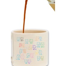 Kediler Mahallesi Baskılı Hediyelik Renkli Kulplu Modern Seramik Kupa