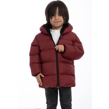 Erkek Çocuk Polarlı Kapüşonlu Su Geçirmez Rüzgara Dayanıklı Şişme Kışlık Mont & Kaban