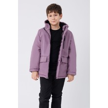 Erkek Çocuk Kürklü Su ve Rüzgar Geçirmez Kapüşonlu 3 Cep Kışlık Mont & Kaban & Parka