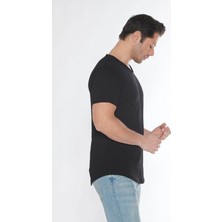 Black Horn Erkek Geniş Yaka %100 Pamuk Salaş T-Shirt