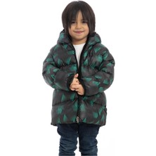 Erkek Dijital Desen Polar Su ve Rüzgar Geçirmez Kapüşonlu Şişme Kışlık Mont