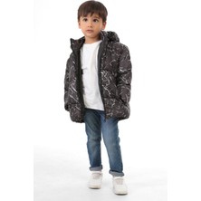 Spor Erkek Çocuk Çıkabilir Kapüşonlu Su ve Rüzgar Geçirmez Şişme Mont Parka