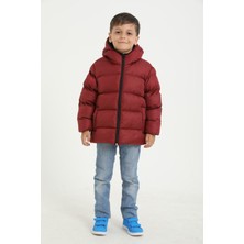 Erkek Çocuk Polarlı Kapüşonlu Su Geçirmez Rüzgara Dayanıklı Cepli Şişme Kışlık Mont