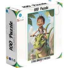 Soi Craft 100 Parça Puzzle Çift Tasarım Tek Kutu Dinozor T-Rex