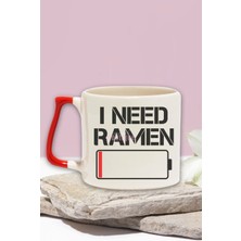 I Need Ramen Baskılı Japon Noodle Aşkı Anime Manga Doğum Günü Hediye Kırmızı Kulplu Kupa Bardak