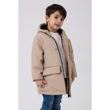 Spor Erkek Çocuk Taba Kürklü Su ve Rüzgar Geçirmez Kapüşonlu 3 Mont Parka