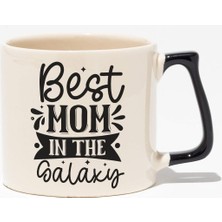 Best Mom In The Galaxy Baskılı Anneler Günü Hediyelik Siyah Kulplu Modern Seramik Kupa